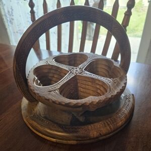 Fully Collapsible Handcarved Wood Serving Basket